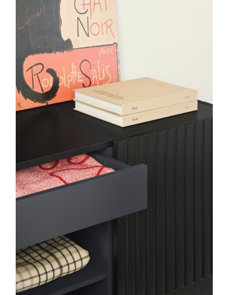 Teulat COMODA DORIC 100 x 48. MDF lacado negro interior antracita.