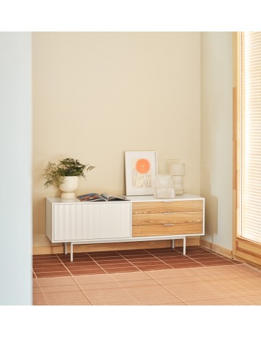 Móvel TV TEULAT Sierra 140x40, Branco e Carvalho.