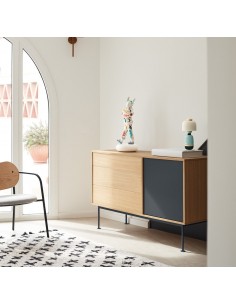 TEULAT cômoda minimalista YOKO 128X45, cinza, carvalho 2
