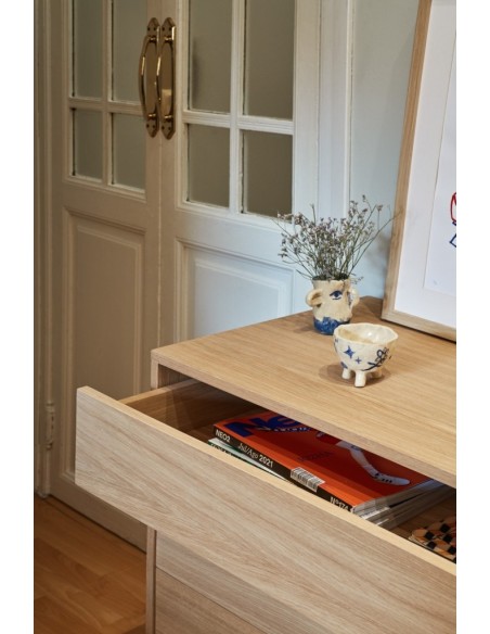 Teulat APARADOR minimalista YOKO 128x45,COLOR TEJA/ROBLE