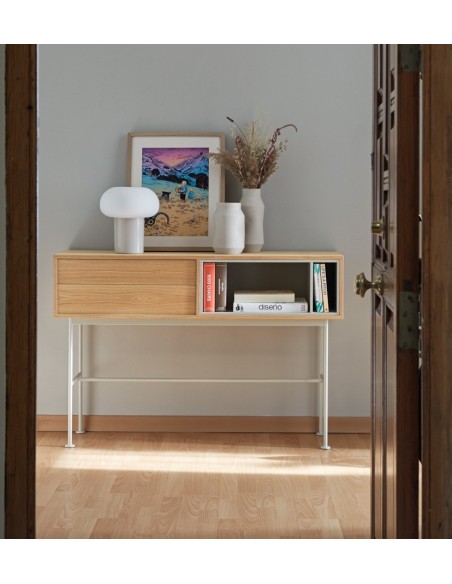 Teulat console recebedor minimalista YOKO 120x35, creme, Carvalho