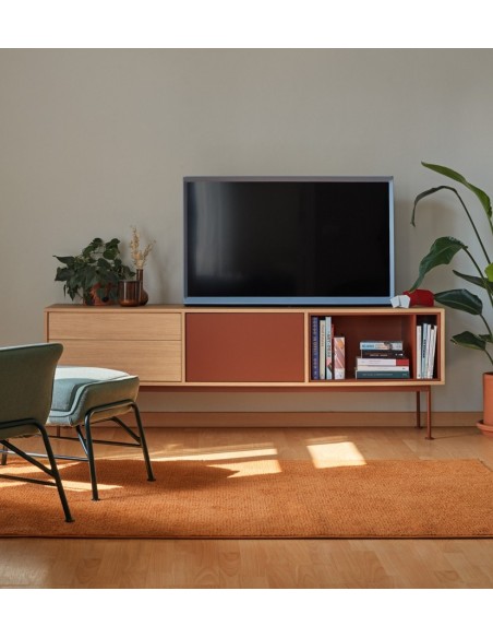 Teulat MUEBLE TV YOKO 180x40, COLOR TEJA y ROBLE
