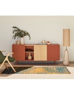 Teulat aparador OTTO 180 x 45. MDF teja y roble, base de... 2