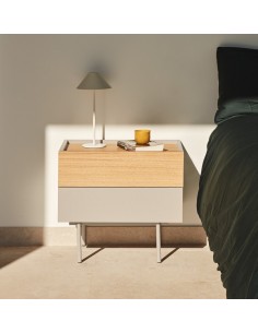 Teulat mesita OTTO 50 X 35. MDF arena y roble, base metal 2