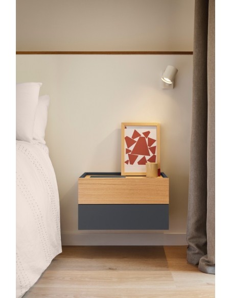 Teulat mesita a pared OTTO 50 X 35, MDF lacado gris antracita y roble.