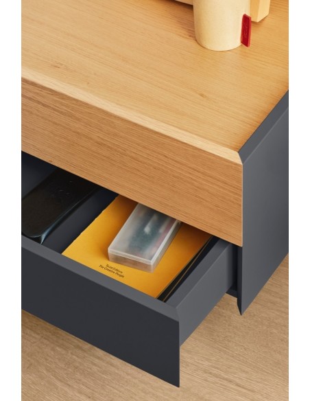 Teulat mesita a pared OTTO 50 X 35, MDF lacado gris antracita y roble.