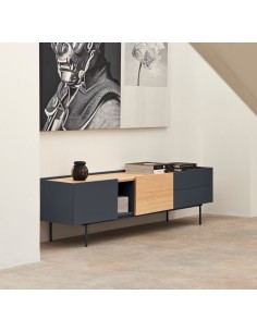 Teulat mueble de Tv OTTO 180 x 40, MDF lacado gris... 2