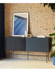 Teulat aparador NUBE 180 x 45, MDF lacado negro y antracita. 2