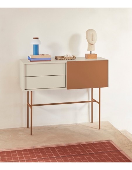 Teulat consola recibidor minimalista NUBE 110 x 35, MDF lacado arena y arcilla.