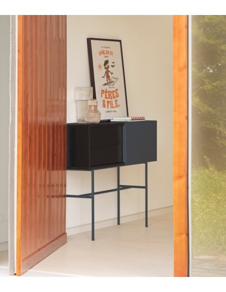 Consola de corredor minimalista Teulat NUBE 110x 35, MDF lacado preto e antracite.