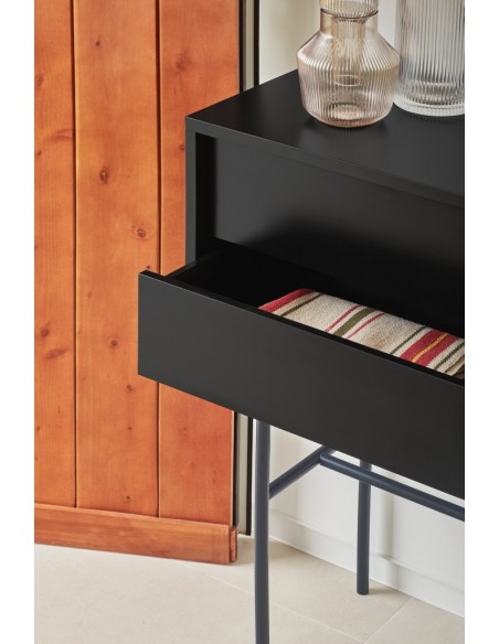 Consola de corredor minimalista Teulat NUBE 110x 35, MDF lacado preto e antracite.