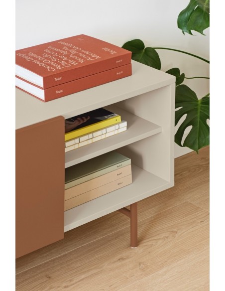 Teulat mueble de Tv NUBE 180 x 40, MDF lacado arena y arcilla.