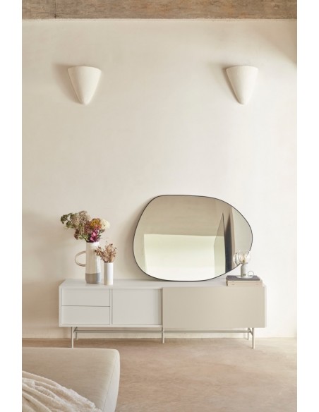 Teulat mueble de Tv NUBE 180 x 40, MDF lacado crema y arena.