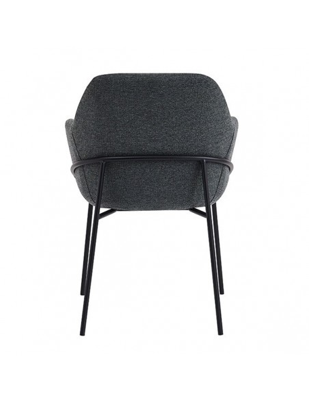 Silla con brazos ABIGAIL en tejido forest y patas de acero con acabado negro .