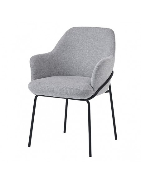 Silla con brazos ABIGAIL en tejido forest y patas de acero con acabado negro .