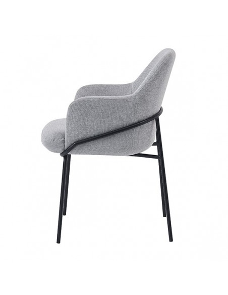 Silla con brazos ABIGAIL en tejido forest y patas de acero con acabado negro .