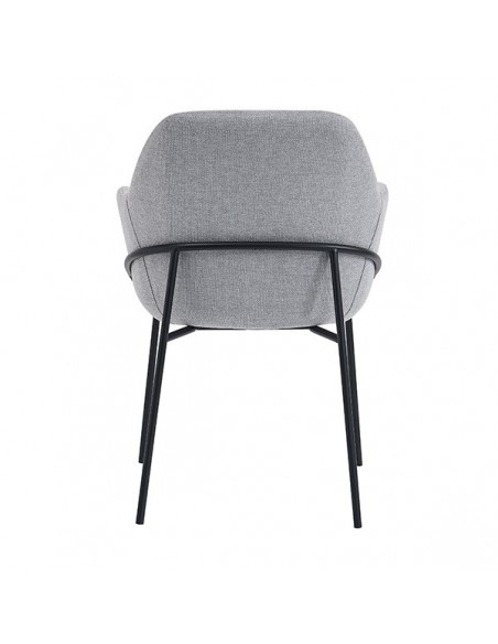 Silla con brazos ABIGAIL en tejido forest y patas de acero con acabado negro .