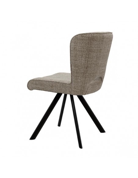 Cadeira design AMAYA estofada em tecido cinza escuro e metal preto