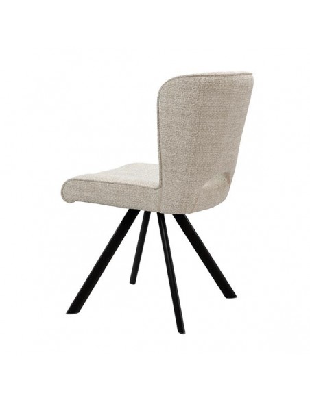 Silla de diseño AMAYA tapizada en tejido gris oscuro y metal negro