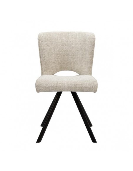 Silla de diseño AMAYA tapizada en tejido gris oscuro y metal negro