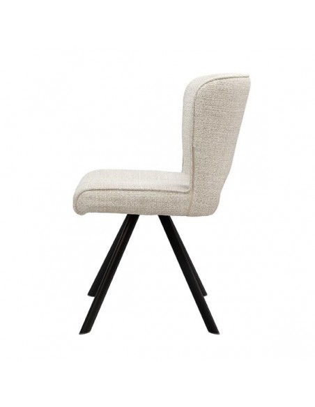 Cadeira design AMAYA estofada em tecido cinza escuro e metal preto