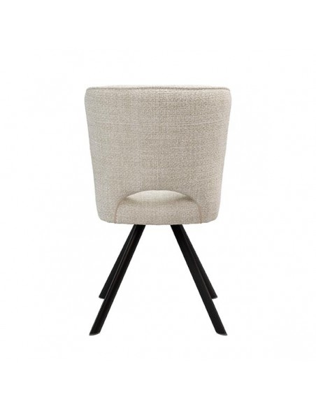 Cadeira design AMAYA estofada em tecido cinza escuro e metal preto