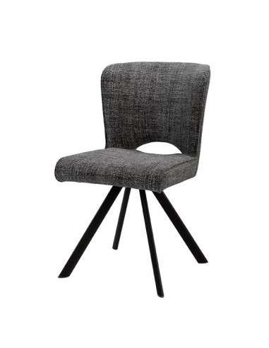 Silla de diseño AMAYA tapizada en tejido gris...