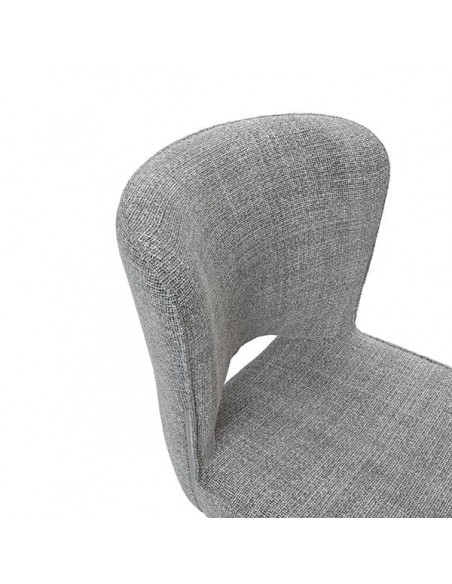 Cadeira design AMAYA estofada em tecido cinza escuro e metal preto