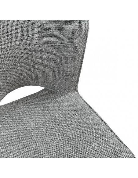 Cadeira design AMAYA estofada em tecido cinza escuro e metal preto