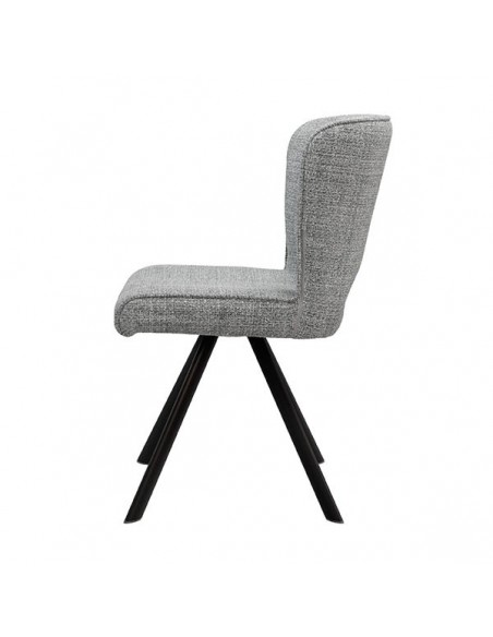 Silla de diseño AMAYA tapizada en tejido gris oscuro y metal negro