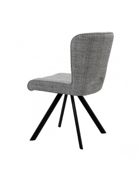 Silla de diseño AMAYA tapizada en tejido gris oscuro y metal negro