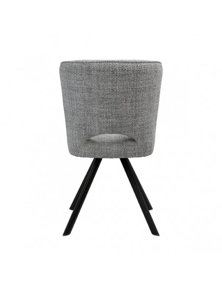 Silla de diseño AMAYA tapizada en tejido gris oscuro y metal negro