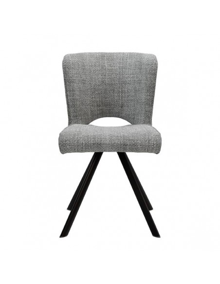 Silla de diseño AMAYA tapizada en tejido gris oscuro y metal negro