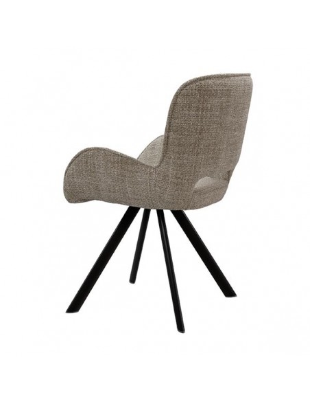 Silla de diseño con brazos ASTRID tapizada en tejido Tango y metal.