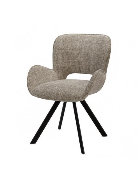 Silla de diseño con brazos ASTRID tapizada en tejido Tango y metal.