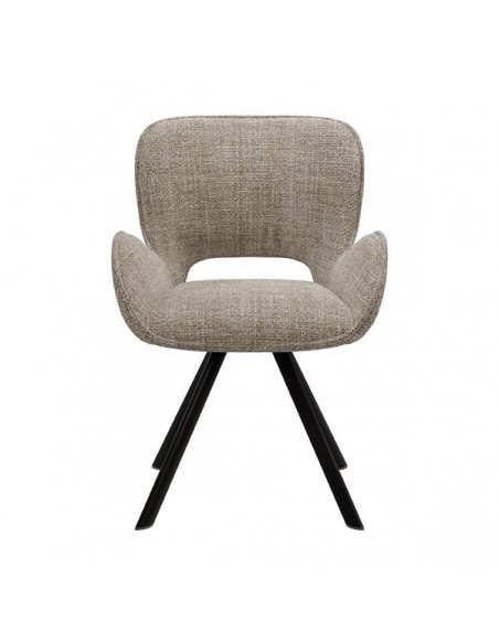 Silla de diseño con brazos ASTRID tapizada en tejido Tango y metal.