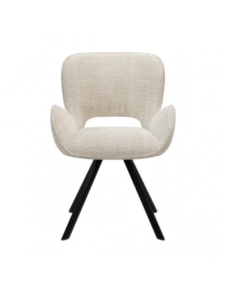 Silla de diseño con brazos ASTRID tapizada en tejido Tango y metal.