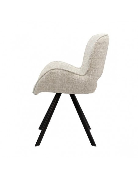 Silla de diseño con brazos ASTRID tapizada en tejido Tango y metal.