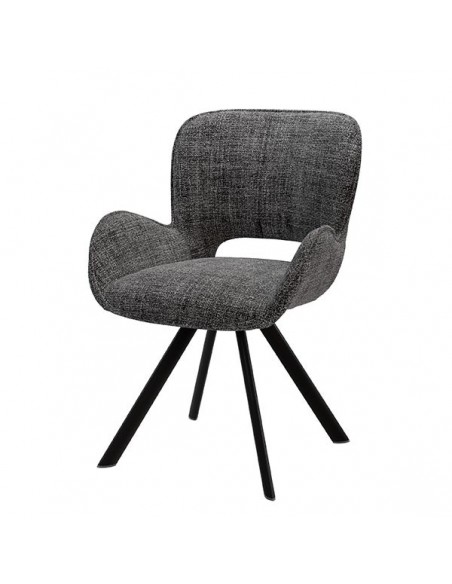 Silla de diseño con brazos ASTRID tapizada en tejido Tango y metal.