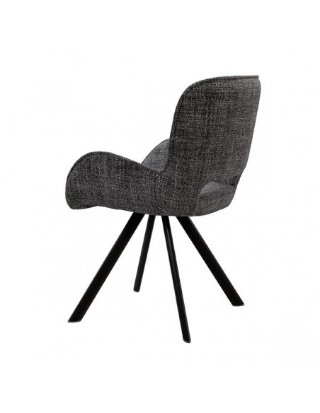 Silla de diseño con brazos ASTRID tapizada en tejido Tango y metal.
