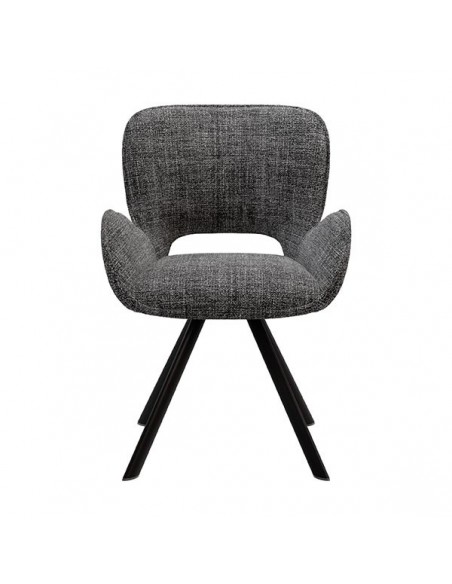 Silla de diseño con brazos ASTRID tapizada en tejido Tango y metal.