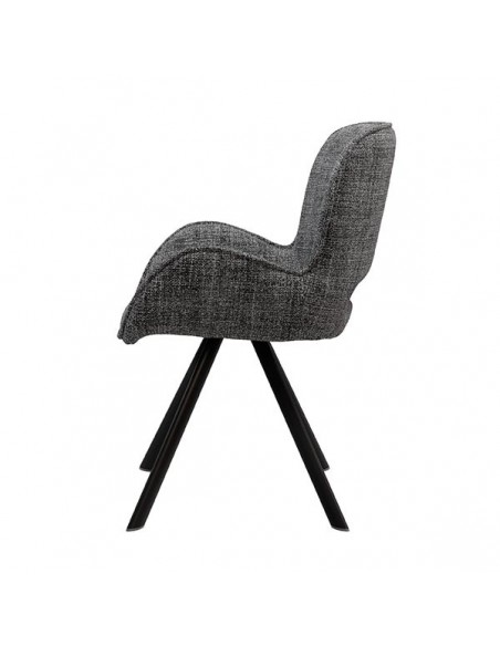 Silla de diseño con brazos ASTRID tapizada en tejido Tango y metal.