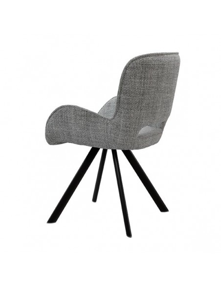 Silla de diseño con brazos ASTRID tapizada en tejido Tango y metal.
