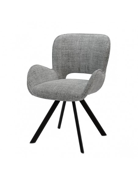 Silla de diseño con brazos ASTRID tapizada en tejido Tango y metal.