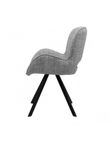 Silla de diseño con brazos ASTRID tapizada en tejido Tango y metal.