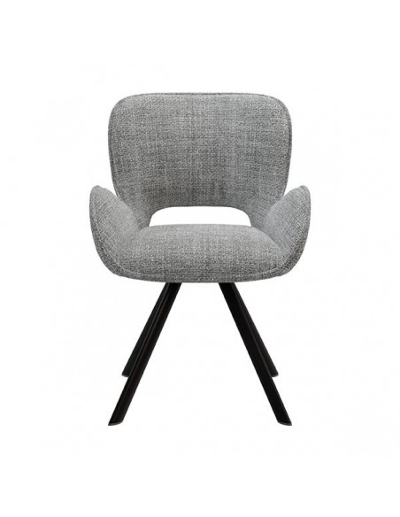 Silla de diseño con brazos ASTRID tapizada en tejido Tango y metal.