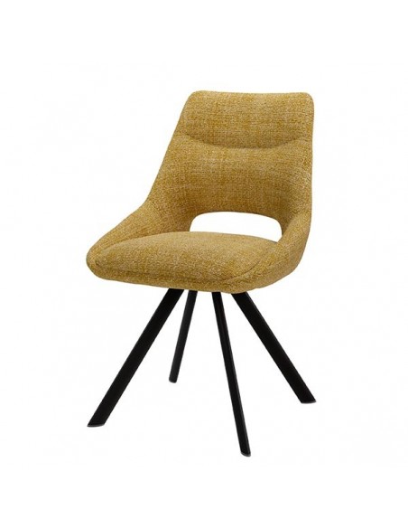 Cadeira de design Zahara em tecido Tango e pernas de aço preto.