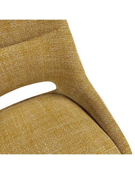 Cadeira de design Zahara em tecido Tango e pernas de aço preto.