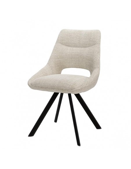 Cadeira de design Zahara em tecido Tango e pernas de aço preto.