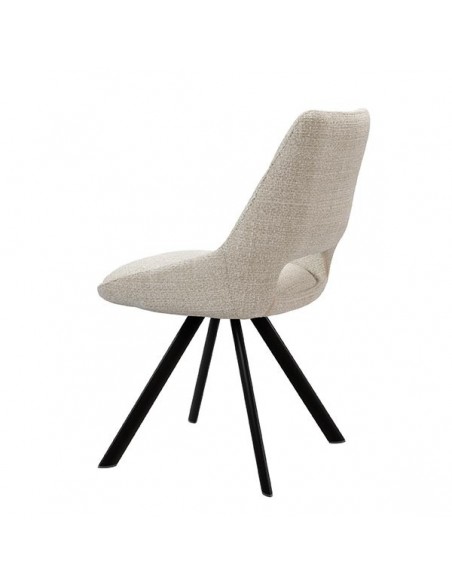 Cadeira de design Zahara em tecido Tango e pernas de aço preto.